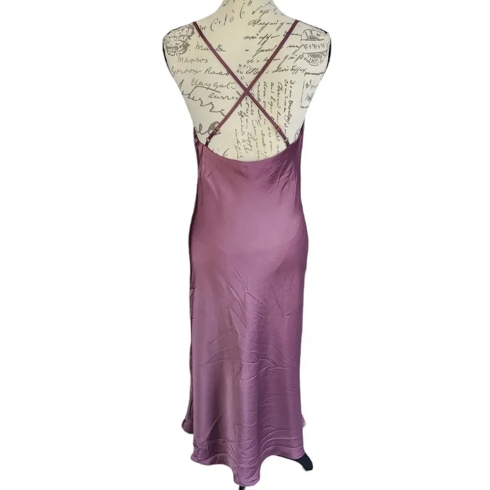 Show‎ Me Your Mumu NWOT Verona Cowl Dress Plum Satin Deluxe Size Small